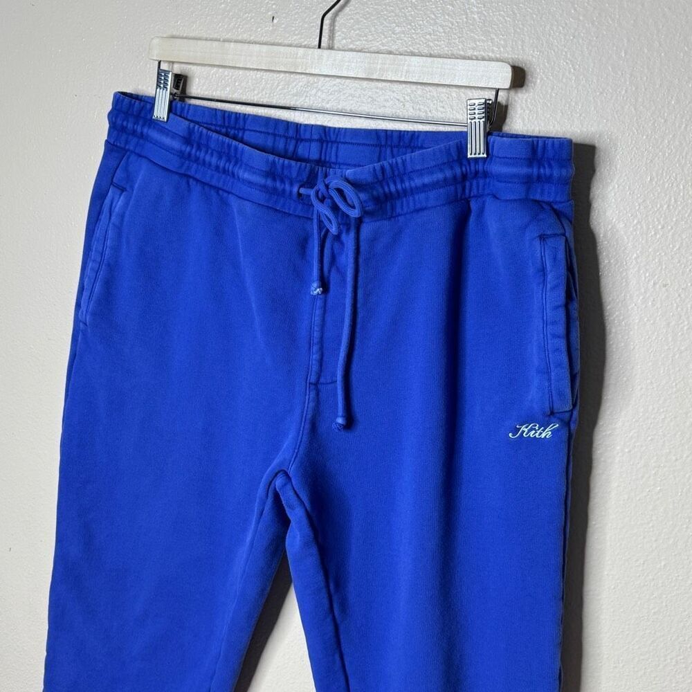 KITH Sweatpants Men's XL Blue Script Drawstring Heavyweight - Picture 2 of 11